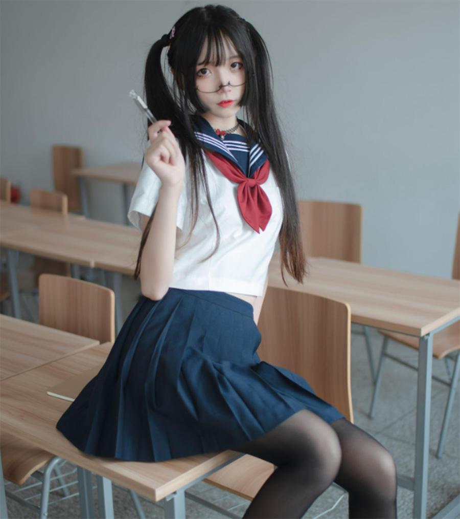 图片[4]-夜魅学姐：五更幽梦·百鬼cosplay制服写真盛宴-清美唯艺