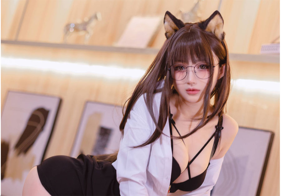 图片[2]-樱井宁宁柴犬秘书Cosplay：哪里能找到高清无水印的免费资源？-清美唯艺